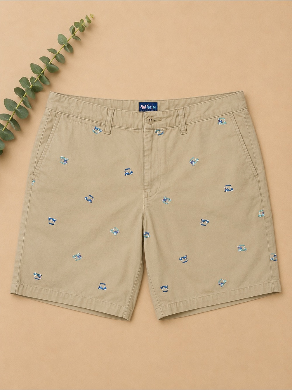 Charleston Threads Golf Cart Embroidered Khaki Chino Shorts Men’s 36 Preppy Golf